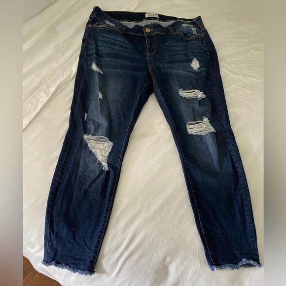 Rawan Denim - Distressed Blue Jeans by Rawan size 14